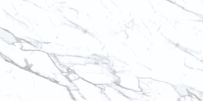 Carrara Royale polished/matte porcelain tile with a white marble design, for floors and walls. In a 12x24/24x48" size.