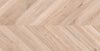 Chevron Natural matte porcelain tile with a beige chevron wood design, for floors and walls. In a 24x48" size.
