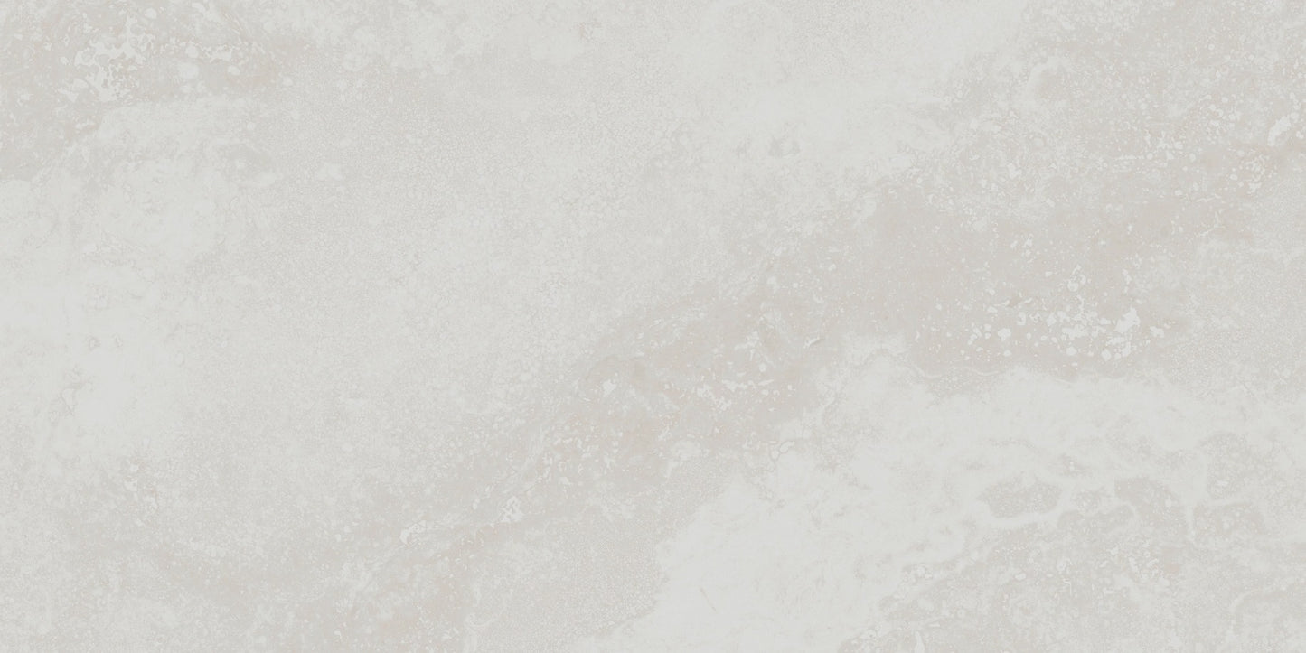 Cipriani Blanco matte porcelain tile with a white stone/cement design, for floors and walls. In a 12x24" size.