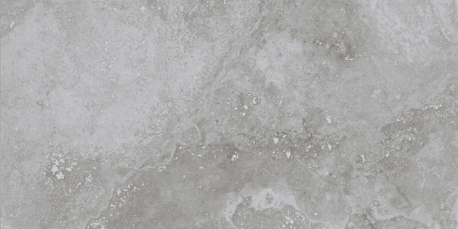 Cipriani Gris matte porcelain tile with a grey stone/cement design, for floors and walls. In a 12x24" size.