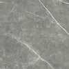 Columbia Gris glossy porcelain tile with a grey stone design, for floors and walls. Made in Spain, in a 24x24" size.