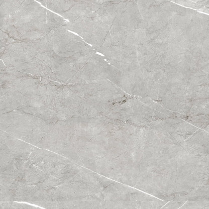 Columbia Perla matte porcelain tile with a grey stone design, for floors and walls. Made in Spain, in a 24x24" size.