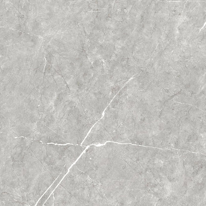 Columbia Perla glossy porcelain tile with a grey stone design, for floors and walls. Made in Spain, in a 24x24" size.