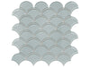 Element Cloud glass mosaic with a blue colour. In a scallop mosaic shape.