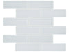 Element Ice glass mosaic with a white colour. In a 2x6" brick mosaic shape.