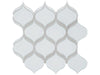 Element Ice glass mosaic with a white colour. In an arabesque lamp mosaic shape.