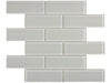 Element Mist glass mosaic with a light grey colour. In a 2x6" brick mosaic shape.