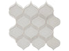 Element Mist glass mosaic with a light grey colour. In an arabesque lamp mosaic shape.