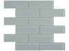 Element Shadow glass mosaic with a dark grey colour. In a 2x6" brick mosaic shape.