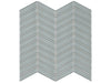 Element Shadow glass mosaic with a dark grey colour. In a chevron mosaic shape.