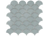 Element Shadow glass mosaic with a dark grey colour. In a scallop mosaic shape.