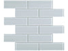 Element Skylight glass mosaic with a light blue colour. In a 2x6" brick mosaic shape.
