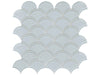 Element Skylight glass mosaic with a light blue colour. In a scallop mosaic shape.