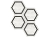 Form Ivory hexagon in a white/ivory colour, with a black frame. In a 7" hexagon size.