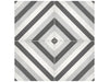 Form Ice Diamond matte porcelain tile with a diamond diagonal pattern in white, grey, and black colours. In a 8x8" size.