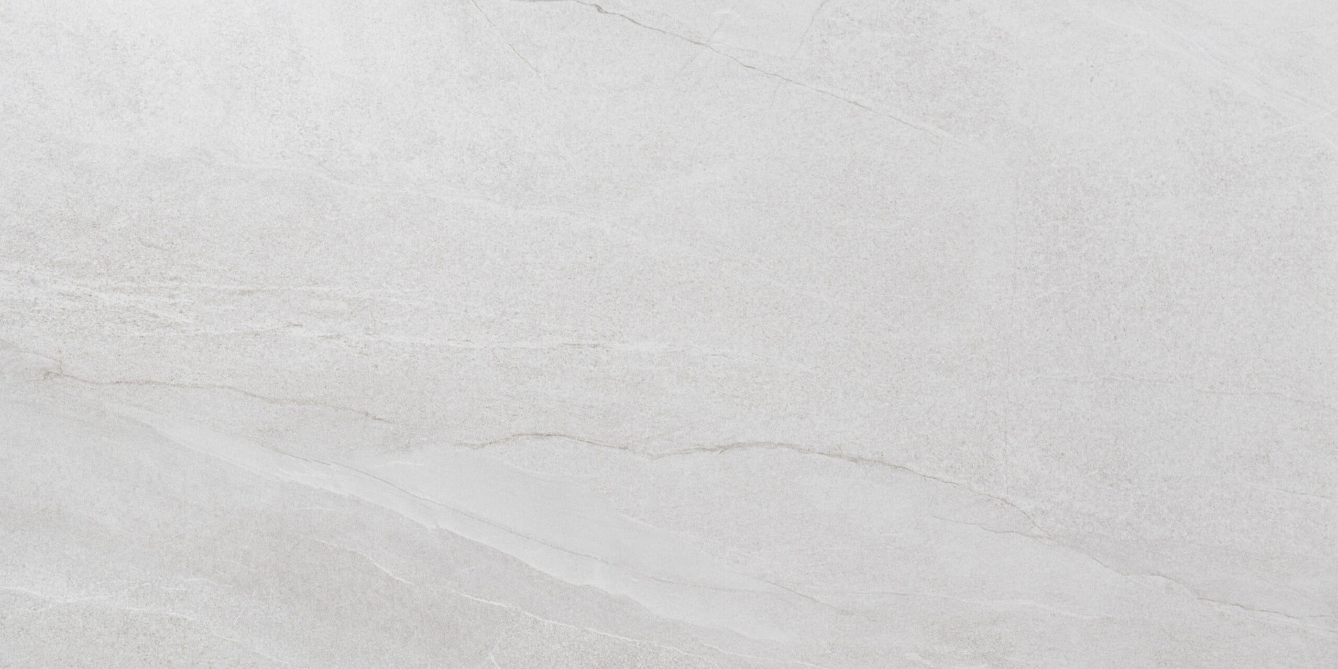 Halley White sugar porcelain tile with a white stone design, for floors and walls. Made in Spain, in a 24x48" size.
