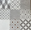 Hidraulico Cemento contemporary style ceramic tile with varying designs, for floors and walls. In a 8x8" size.
