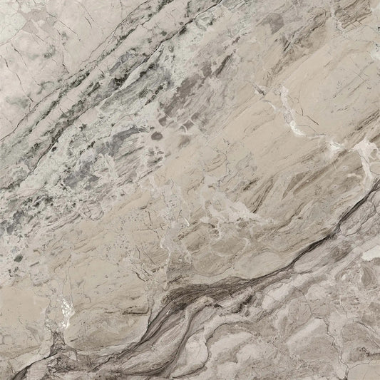 Illusion grey and beige stone look matte porcelain tile for floor and wall made in Italy. 24x24" size.