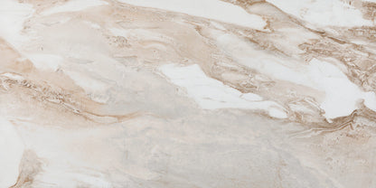 Lab Jeans Cream porcelain tile with a white marble design, for floors and walls. Made in Spain, in a 24x48" size.