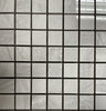 Lazio Mist polished porcelain tile with a grey stone design, for floors and walls. In a 1x1" mosaic size.