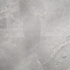 Lazio Silver polished porcelain tile with a stone design, for floors and walls. In a 32x32" size.