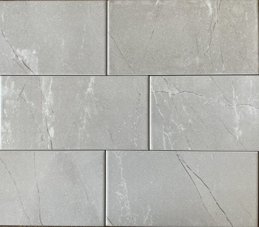 Pulpis marble style ceramic subway tile, for walls. Made in Spain, in a 4x8" size.