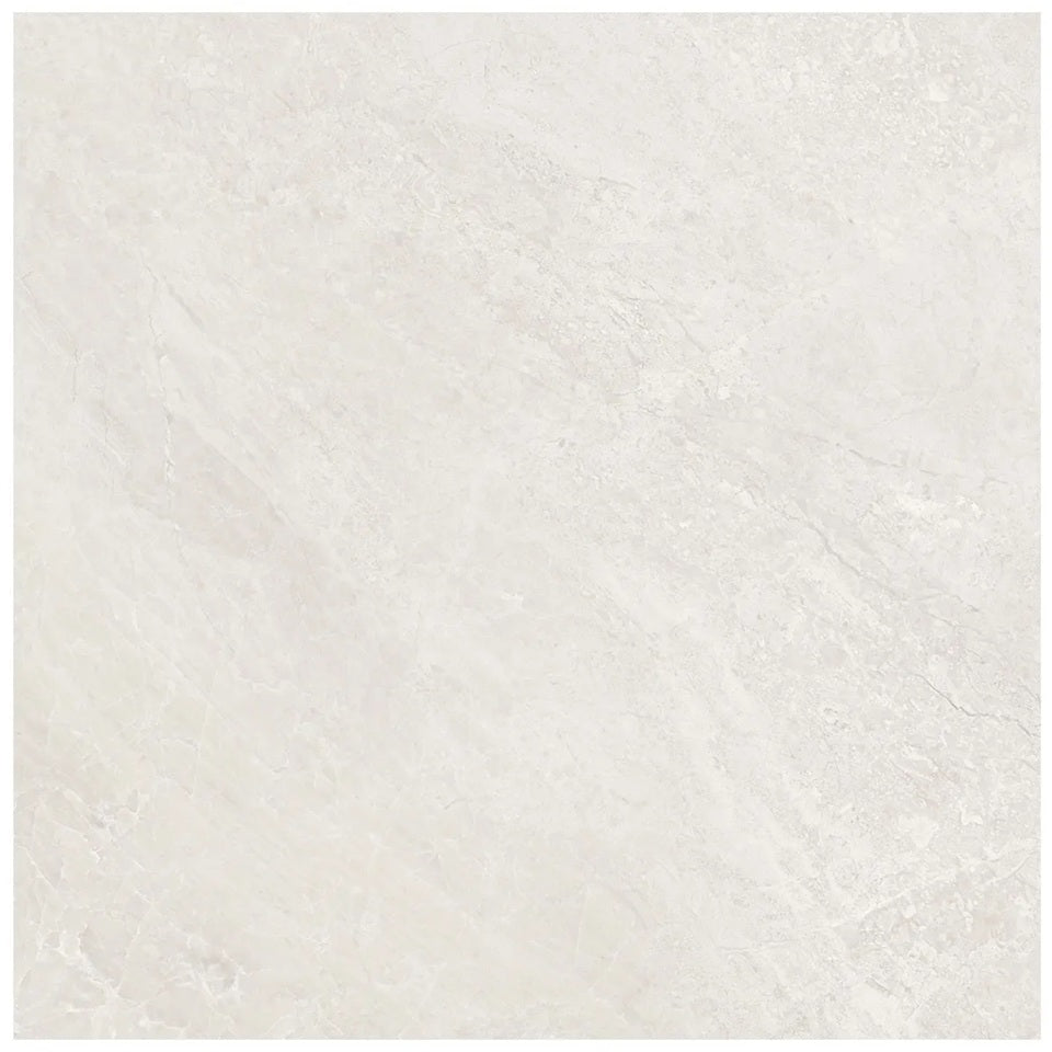 Lumino Ivory matte porcelain tile in a beige marble style, for floors and walls. In a 13x13" size.