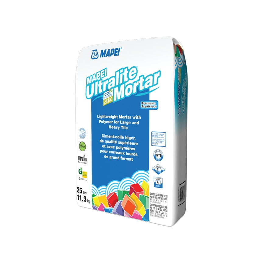 Mapei Ultralite premium lightweight cement/mortar for tiles, in a 25 lb bag, perfect for walls and ceilings.