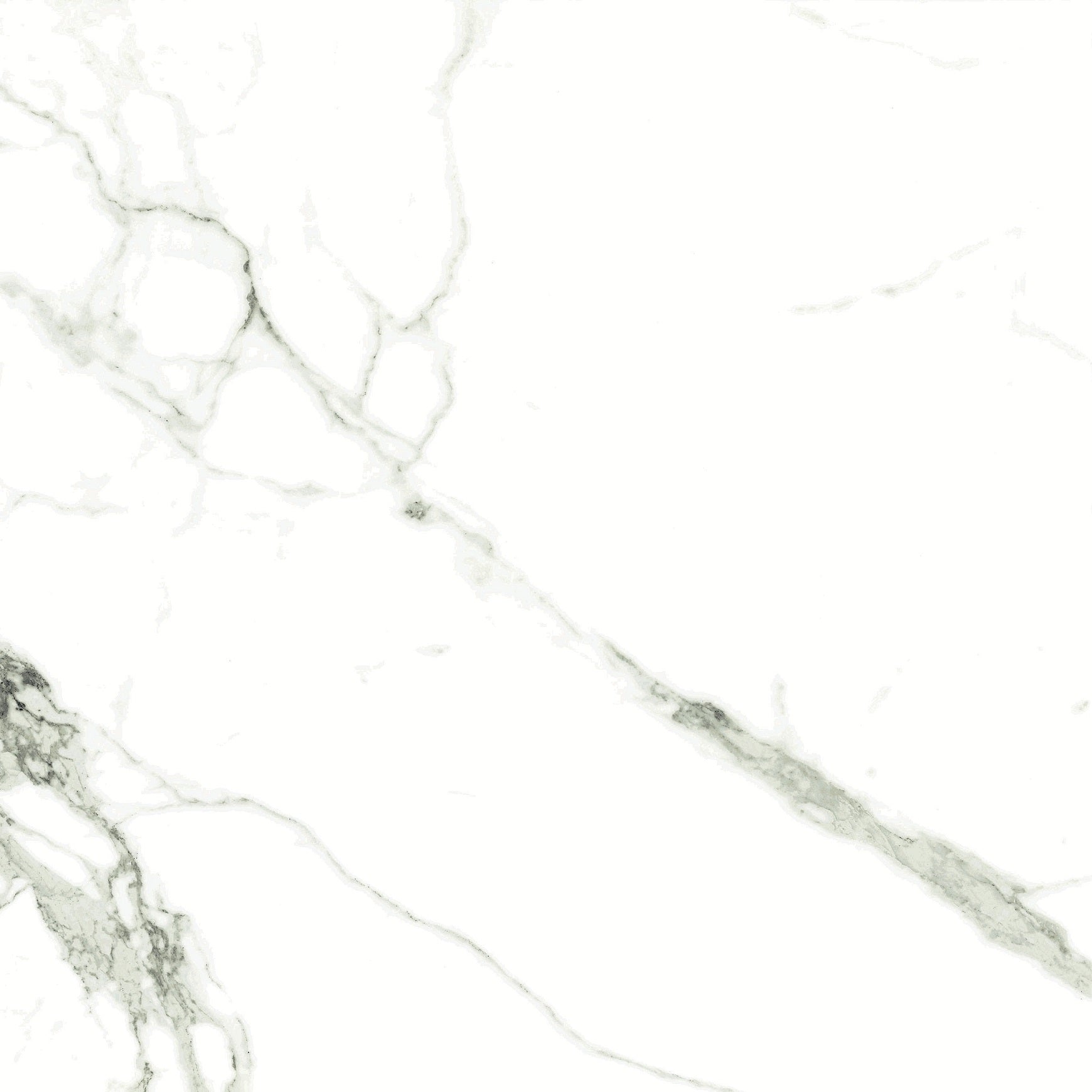 Marmo Angelina polished/matte porcelain tile in a white marble style, for floors and walls. In a 24x24" size.