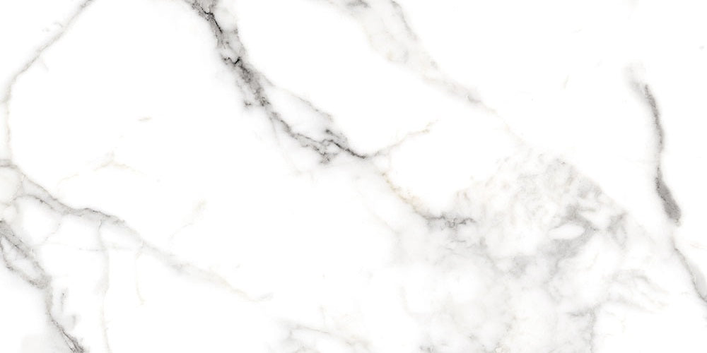 Marmo Angelina polished/matte porcelain tile in a white marble style, for floors and walls. In a 24x28" size.