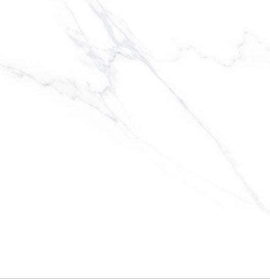 Marmo Danica polished porcelain tile in a white and soft grey marble style, for floors and walls. In a 24x24" size.