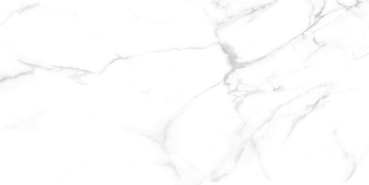 Marmo Gentilezza polished/matte porcelain tile in a soft white marble style, for floors and walls. In a 24x48" size.
