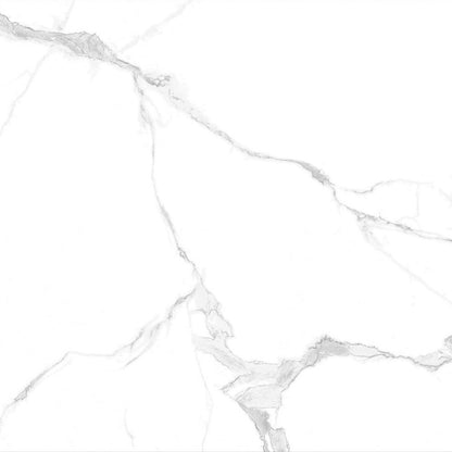 Marmo Tatiana polished porcelain tile in a white marble style, for floors and walls. In a 24x24" size.