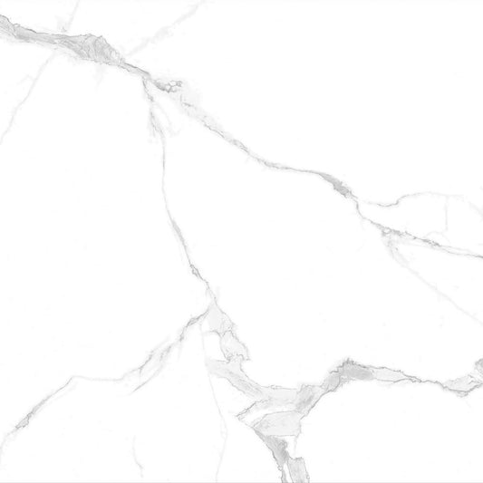 Marmo Tatiana polished porcelain tile in a white marble style, for floors and walls. In a 24x24" size.