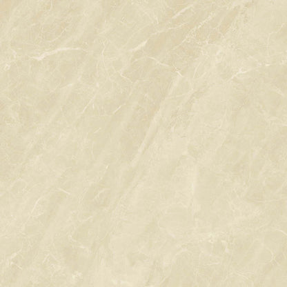 Balkan Marfil glossy porcelain tile with a beige stone design, for floors and walls. Made in Spain, in a 24x24" size.