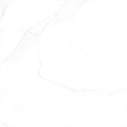 Indiana Blanco matte porcelain tile with a white marble design, for floors and walls. Made in Spain, in a 24x24" size.