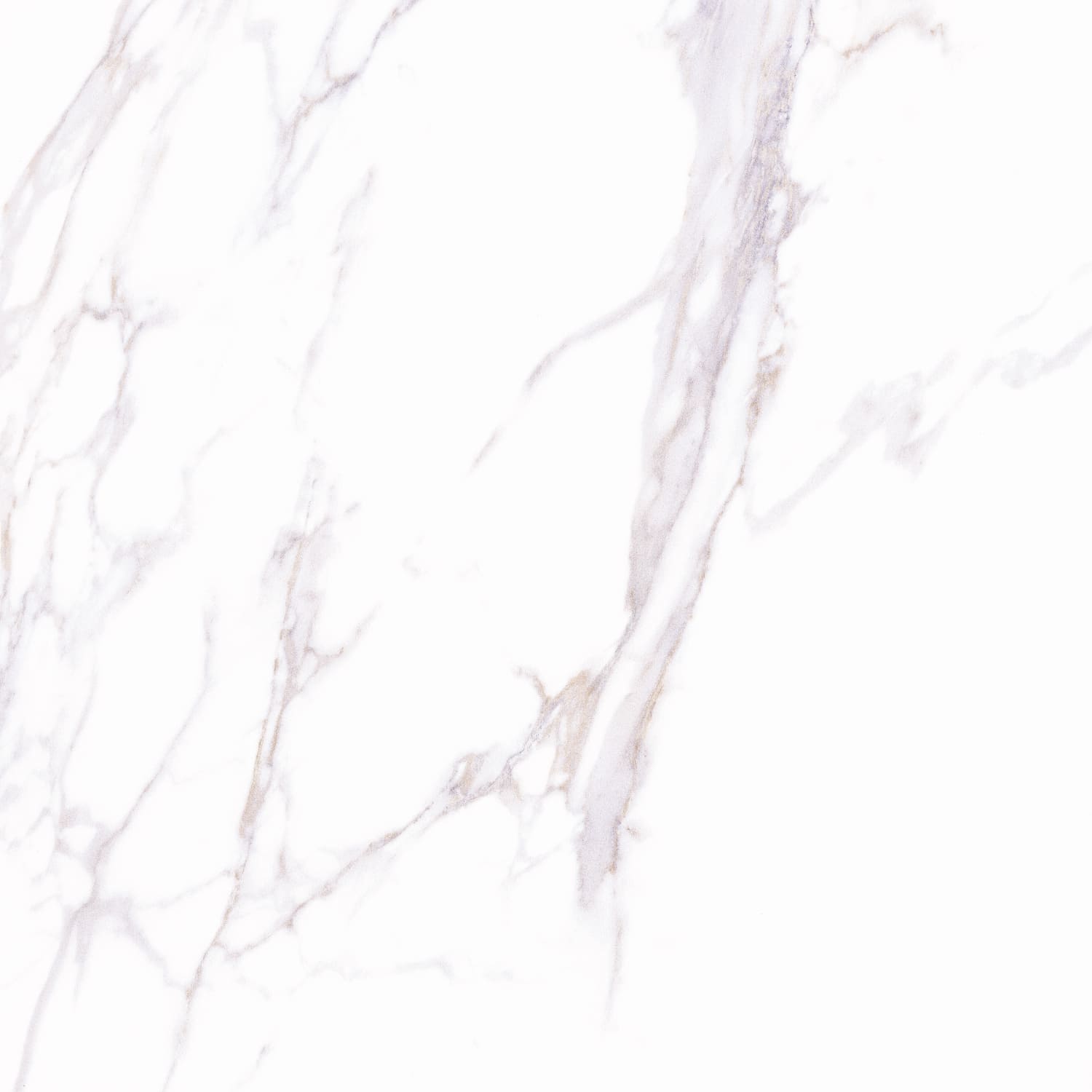 Klipper glossy porcelain tile with a white marble design, for floors and walls. Made in Spain, in a 24x24" size.