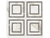 Mayfair Calacatta Oro porcelain tile with a white and gold marble style, for floors and walls. In a piazza mosaic.