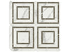 Mayfair Statuario Venato porcelain tile with a white and grey marble style, for floors and walls. In a piazza mosaic.
