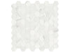 Mayfair Volakas Grigio porcelain mosaic with a white and grey marble style, for floors and walls. In a small hexagon.