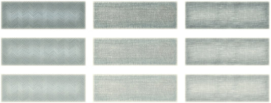 Mediterraneo Fern contemporary style glossy green ceramic subway tile with varying designs, for walls. In a 3x12" size.