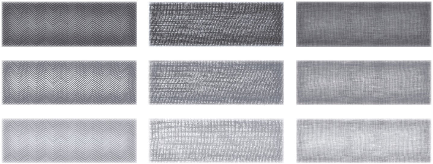 Mediterraneo Gris contemporary style glossy grey ceramic subway tile with varying designs, for walls. In a 3x12" size.