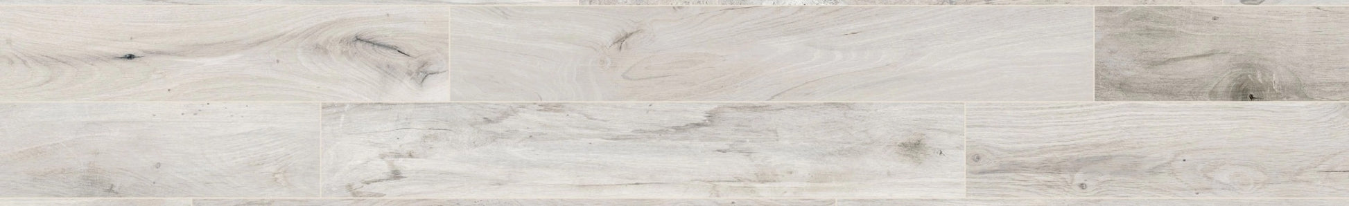 Memory Bianco matte porcelain tile with a white wood design, for floors and walls. Made in Italy, in a 6x40" size.
