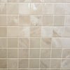 Morocco Fawn Beige porcelain mosaic with a beige marble style, for floors and walls. In a square shape.