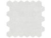Nord Lithium matte porcelain tile with a light grey stone style, for floors and walls. In a small hexagon mosaic.