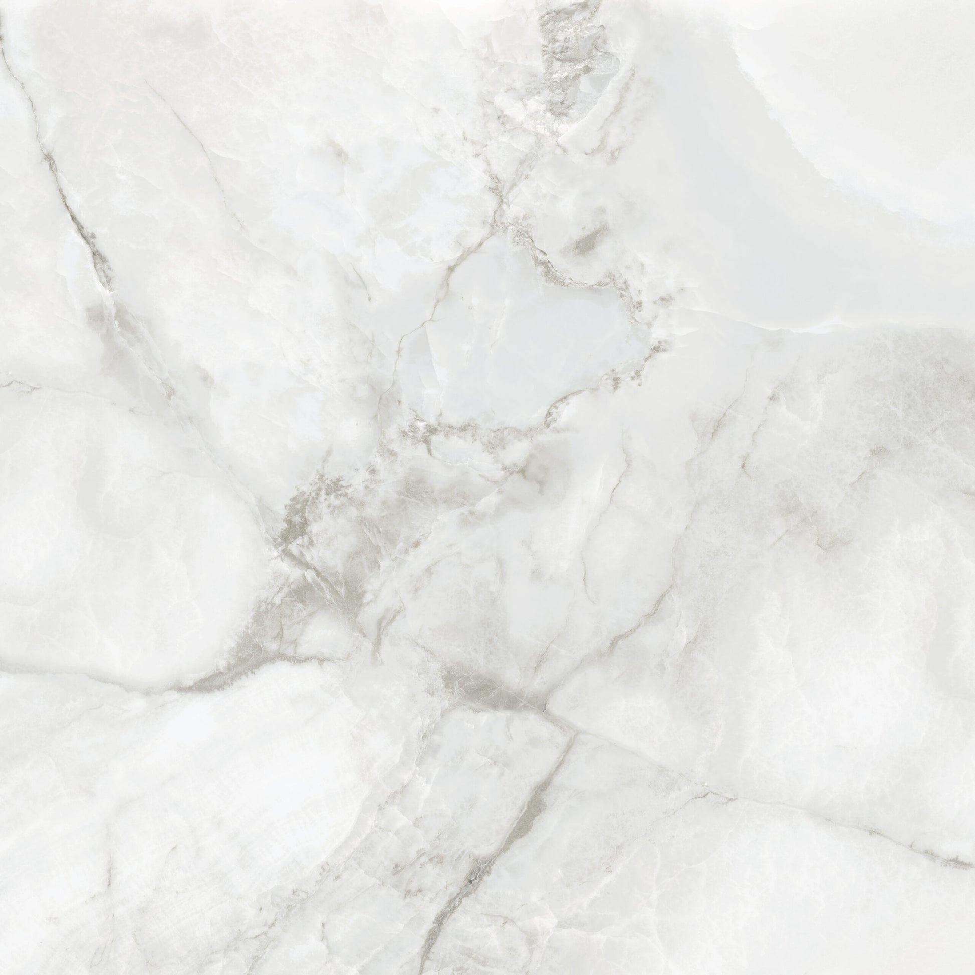 Onice Pearl polished porcelain tile with a silver onyx design, for floors and walls. Made in Spain, in a 48x48" size.