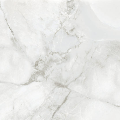 Onice Pearl polished porcelain tile with a silver onyx design, for floors and walls. Made in Spain, in a 48x48" size.
