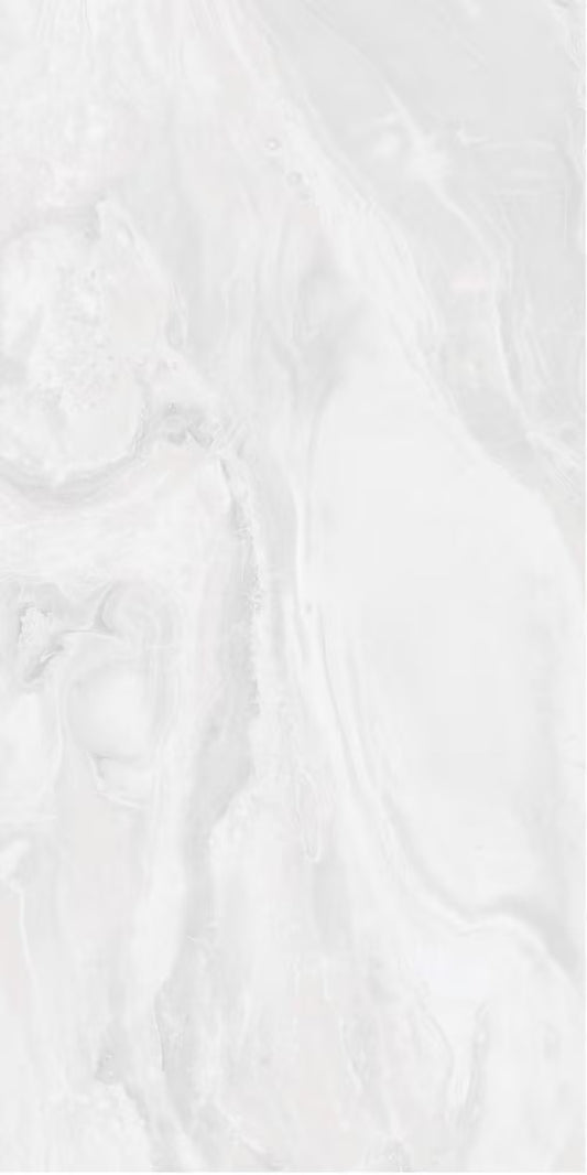 Onix Grey polished porcelain tile in a light grey onyx style, for floors and walls. In a 24x48" size.