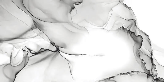 Polaris polished porcelain tile with a 3D white and black marble design, for floors and walls. In a 24x48" size.