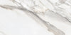 Radiant Calacatta polished porcelain tile with a white and grey marble design, for floors and walls. In a 24x48" size.